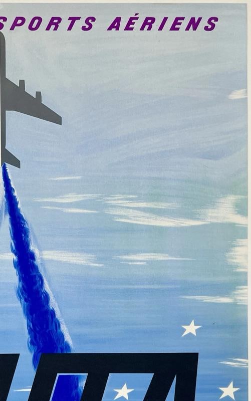 Original Vintage Poster UTA - UNION DES TRANSPORTS ARIENS Airline Travel LINEN - 3