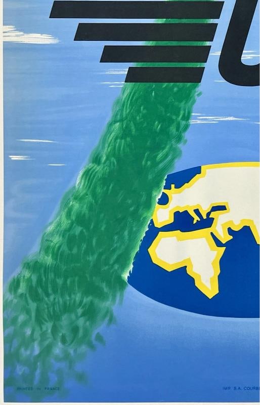 Original Vintage Poster UTA - UNION DES TRANSPORTS ARIENS Airline Travel LINEN - 4