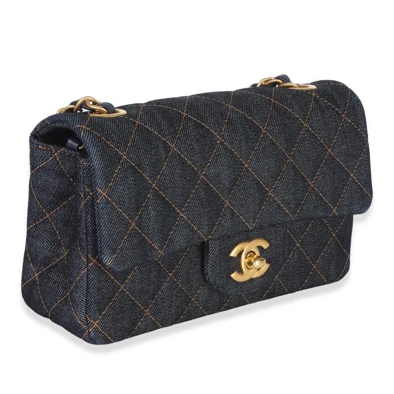 Chanel Dark Blue Quilted Denim Mini Rectangular Flap Bag - 4