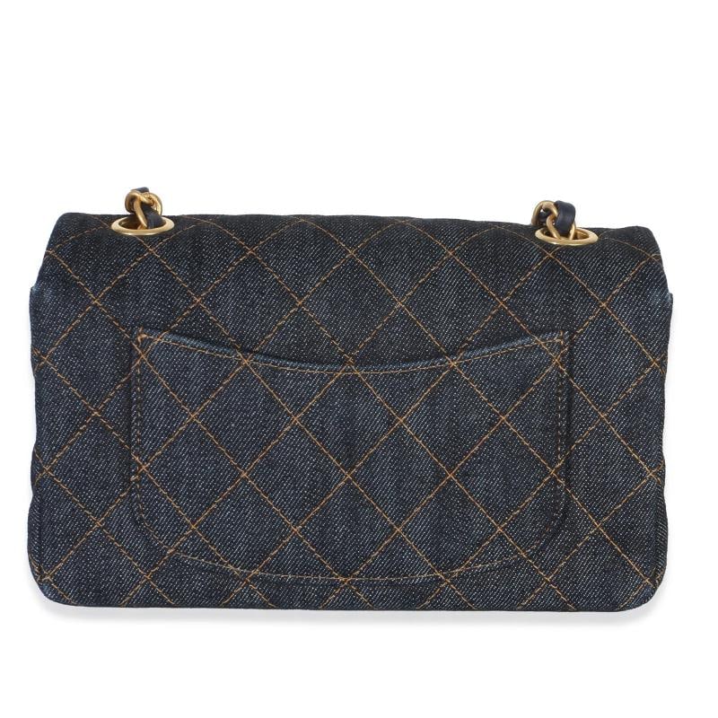 Chanel Dark Blue Quilted Denim Mini Rectangular Flap Bag - 5