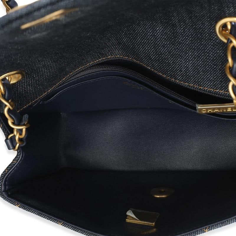 Chanel Dark Blue Quilted Denim Mini Rectangular Flap Bag - 6