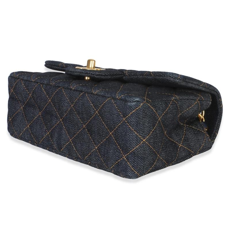 Chanel Dark Blue Quilted Denim Mini Rectangular Flap Bag - 7
