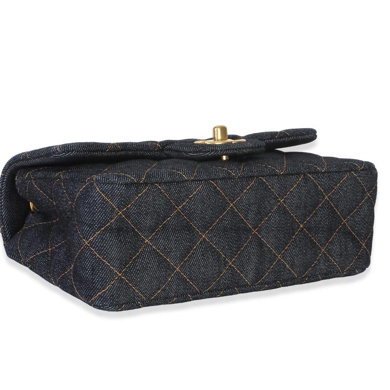 Chanel Dark Blue Quilted Denim Mini Rectangular Flap Bag - 8