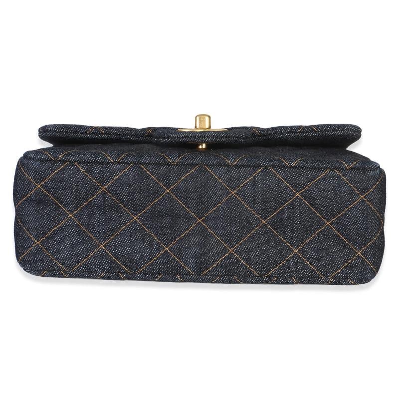 Chanel Dark Blue Quilted Denim Mini Rectangular Flap Bag - 9