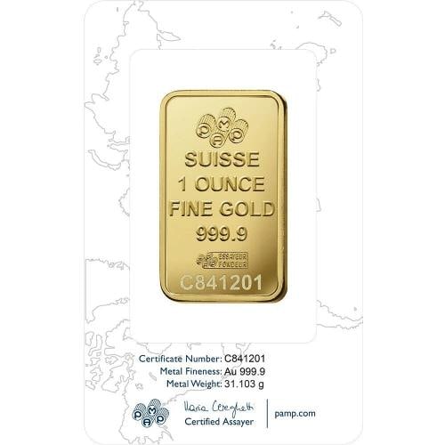 1 oz Gold Bar - PAMP Suisse - Rosa - 999.9 Fine in Sealed Assay - 2