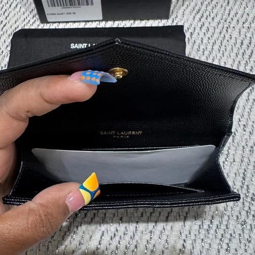 Saint Laurent Grain De Poudre MatelassÃƒÂ© Chevron Small Monogram Envelope Walle - 13