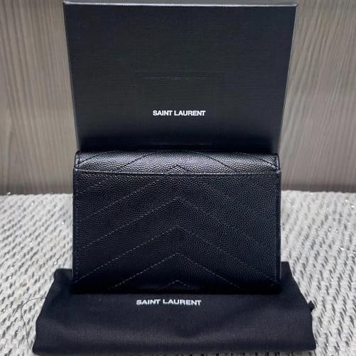 Saint Laurent Grain De Poudre MatelassÃƒÂ© Chevron Small Monogram Envelope Walle - 6