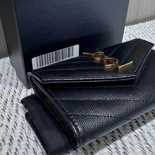 Saint Laurent Grain De Poudre MatelassÃƒÂ© Chevron Small Monogram Envelope Walle - 8