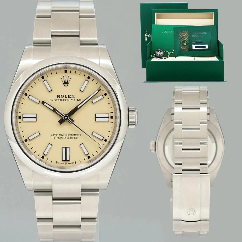 2025 NEW PAPERS Rolex Oyster Beige 134300 Perpetual 41mm Steel Watch Box: Condition: New with box and papers: This item is brand new and has never been worn. It still has the original ... Read moreabout the conditionNew with box and papers: This item is brand new and has