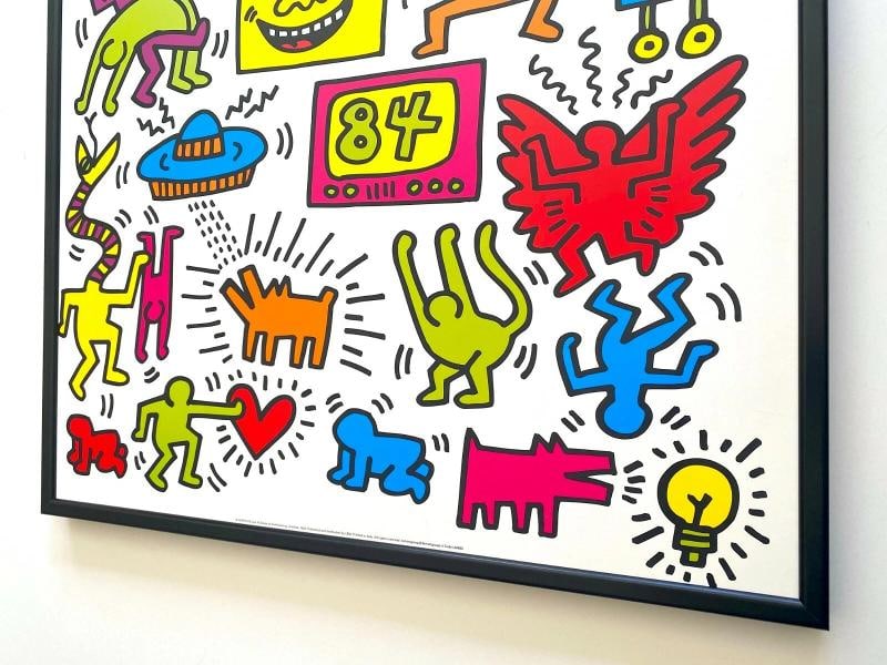 KEITH HARING ESTATE RARE 1999 LITHO PRINT FRAMED POP ART POSTER "UNTITLED" 1984 - 11