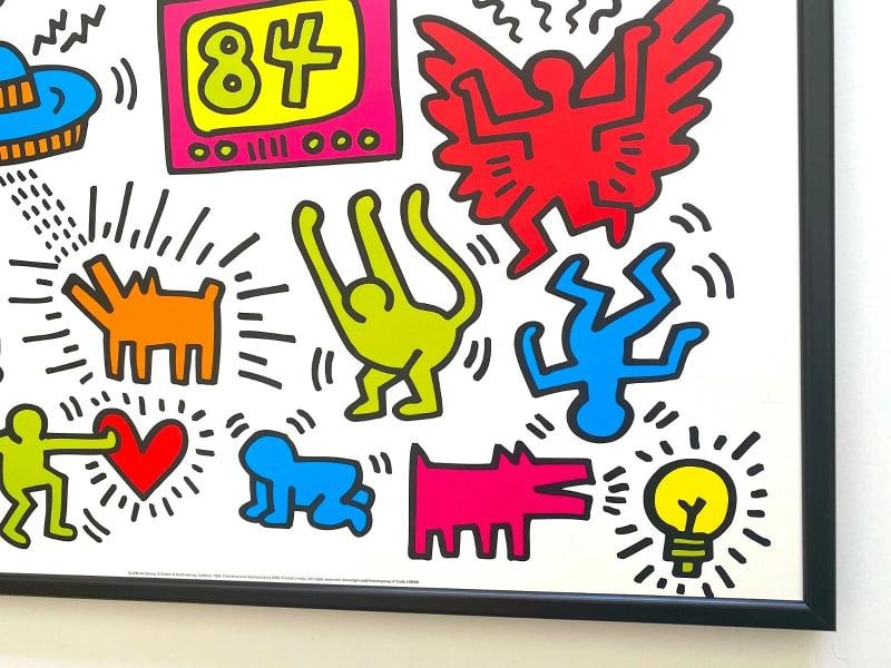 KEITH HARING ESTATE RARE 1999 LITHO PRINT FRAMED POP ART POSTER "UNTITLED" 1984 - 12