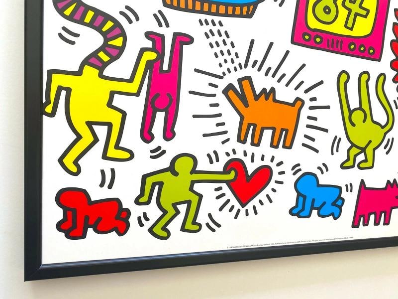KEITH HARING ESTATE RARE 1999 LITHO PRINT FRAMED POP ART POSTER "UNTITLED" 1984 - 6