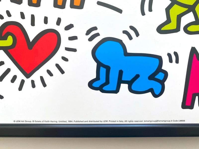 KEITH HARING ESTATE RARE 1999 LITHO PRINT FRAMED POP ART POSTER "UNTITLED" 1984 - 7