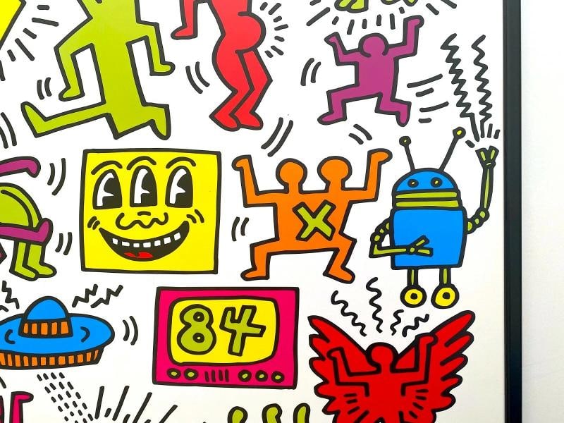 KEITH HARING ESTATE RARE 1999 LITHO PRINT FRAMED POP ART POSTER "UNTITLED" 1984 - 9