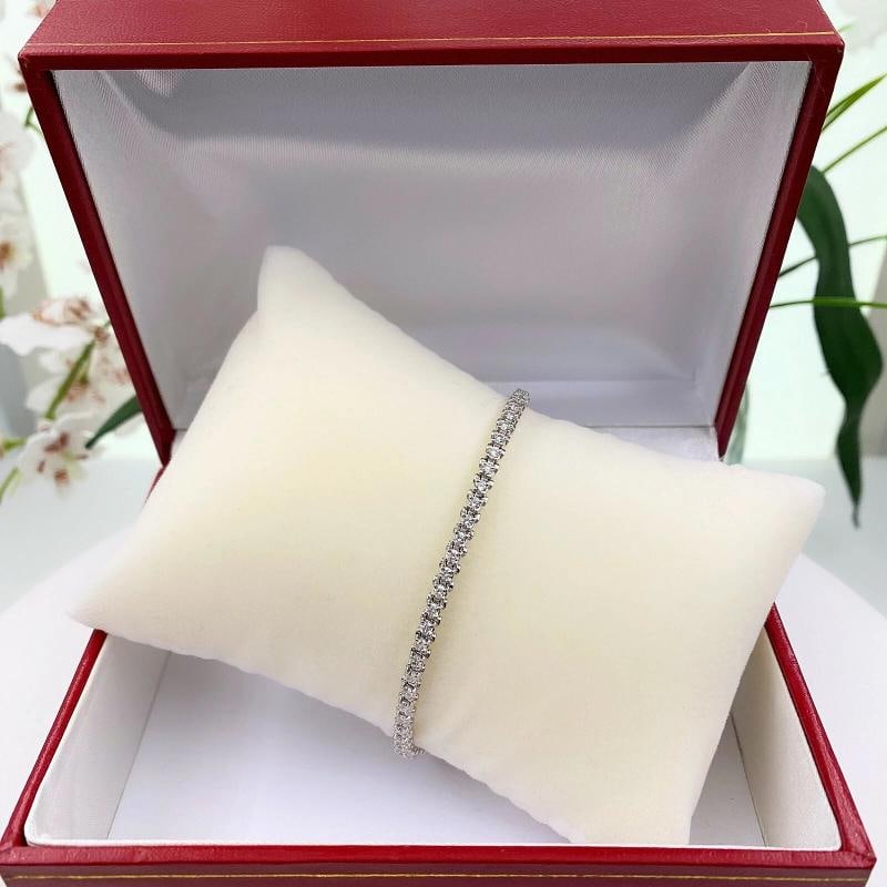 Round Brilliant Diamond Tennis Bracelet 14K White Gold - 2