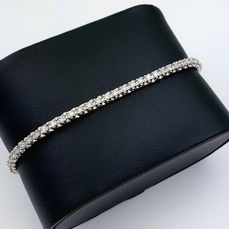 Round Brilliant Diamond Tennis Bracelet 14K White Gold - 3