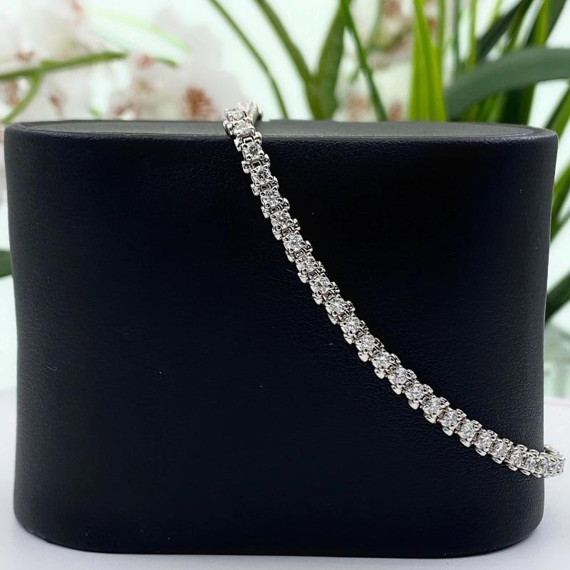 Round Brilliant Diamond Tennis Bracelet 14K White Gold - 5