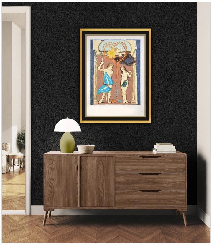 Salvador Dali Original Color Lithograph Le Judgement Figures Signed Framed Art - 2