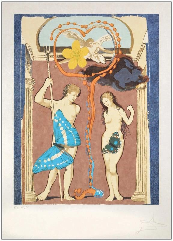 Salvador Dali Original Color Lithograph Le Judgement Figures Signed Framed Art - 3