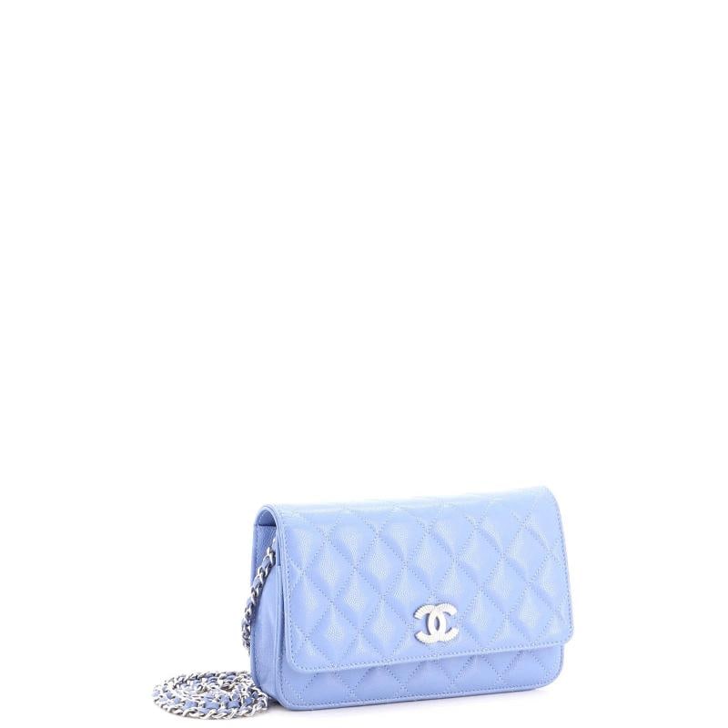 Chanel Textured CC Wallet on Chain Quilted Caviar - 2