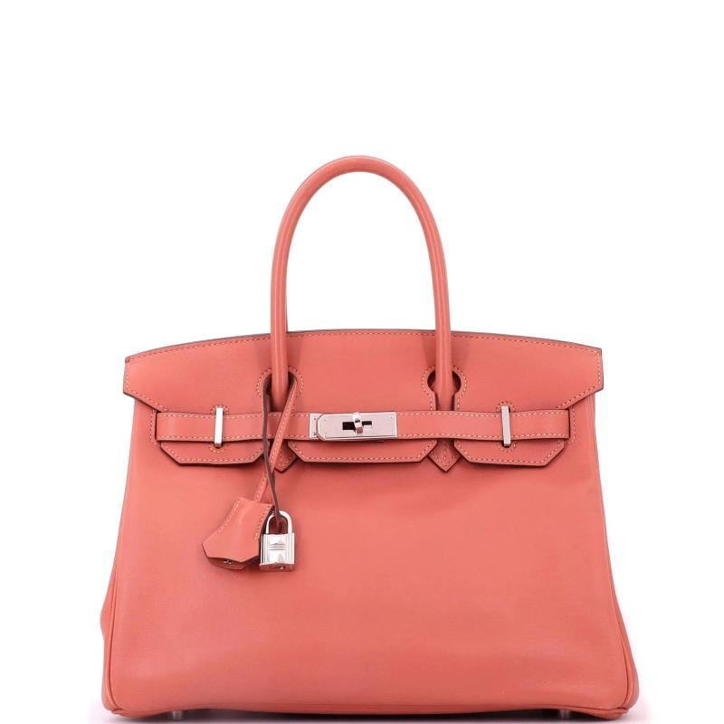 Hermes Birkin Handbag Pink Swift with Palladium Hardware 30: Accessories: Box, Clochette, Lock, Keys Measurements: Height 9", Width 11.5", Depth 6". Condition: Pre-owned - Good,Brand: Hermes,Exterior Material: Leather,Style: Totes,Exterior Color: