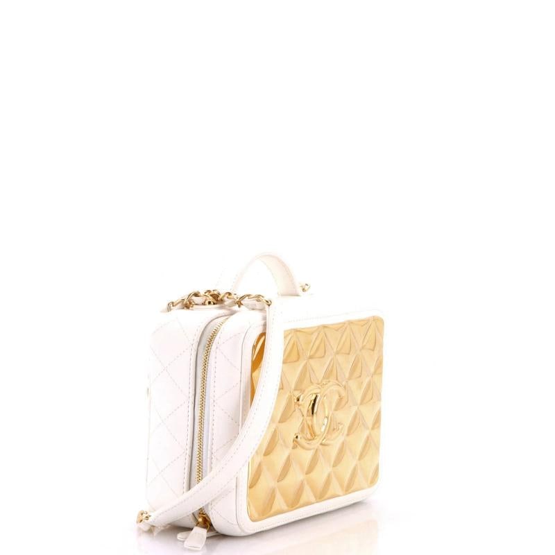 Chanel Golden Plate Vanity Case Quilted Metal and Lambskin Medium - 2