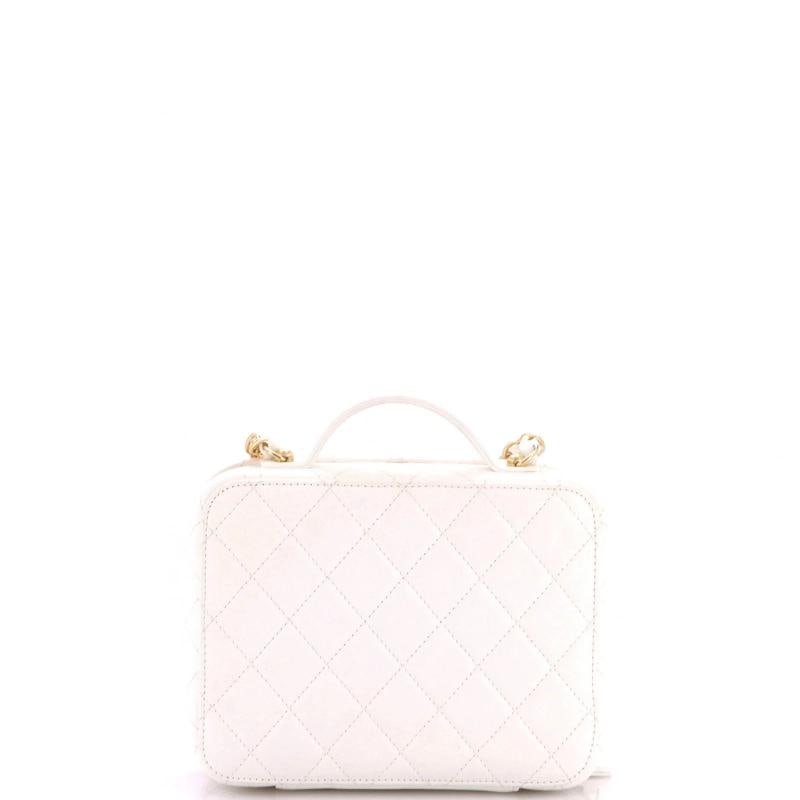 Chanel Golden Plate Vanity Case Quilted Metal and Lambskin Medium - 3
