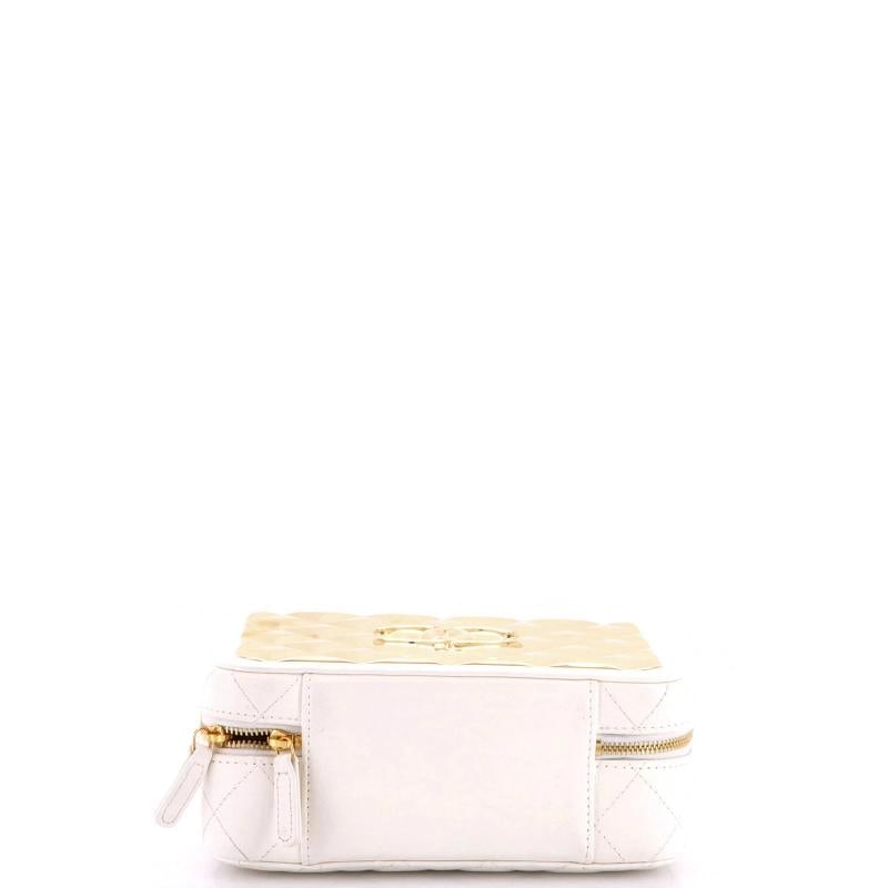 Chanel Golden Plate Vanity Case Quilted Metal and Lambskin Medium - 4