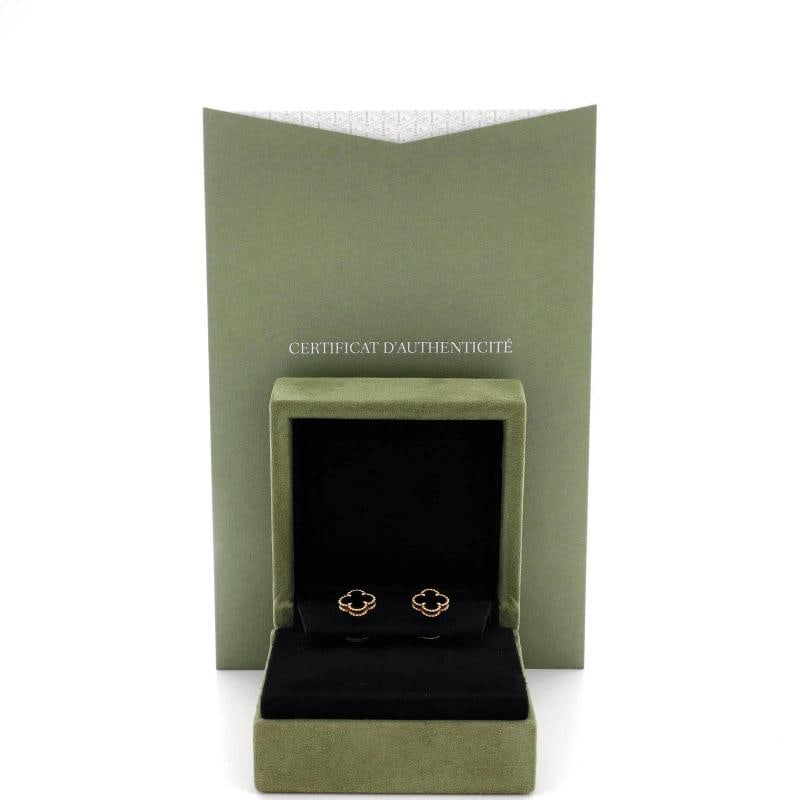 Van Cleef & Arpels Sweet Alhambra Stud Earrings 18K Yellow Gold and Onyx - 2