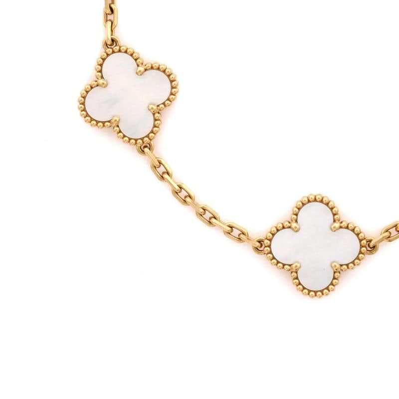 Van Cleef & Arpels Vintage Alhambra 5 Motifs Bracelet 18K Yellow Gold and Mother - 2