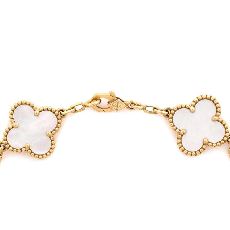 Van Cleef & Arpels Vintage Alhambra 5 Motifs Bracelet 18K Yellow Gold and Mother - 3