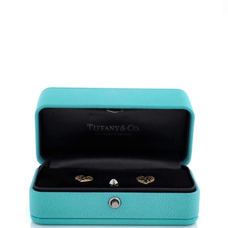 Tiffany & Co. Paloma Picasso Olive Leaf Heart Stud Earrings 18K Yellow Gold - 2