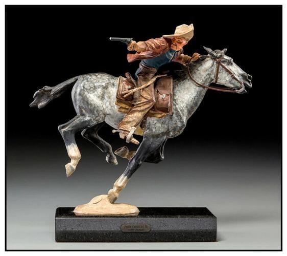 HARRY JACKSON Signed Hand Painted Bronze Sculpture~ Edition Of /350: measuring approximately 9.75" tall x 11" x 5". Artist: Harry Jackson,Unit of Sale: edition of 350,Signed: Yes,Material: Bronze and Polychrome, Bronze,Certificate of Authenticity (COA): Yes,Subject: