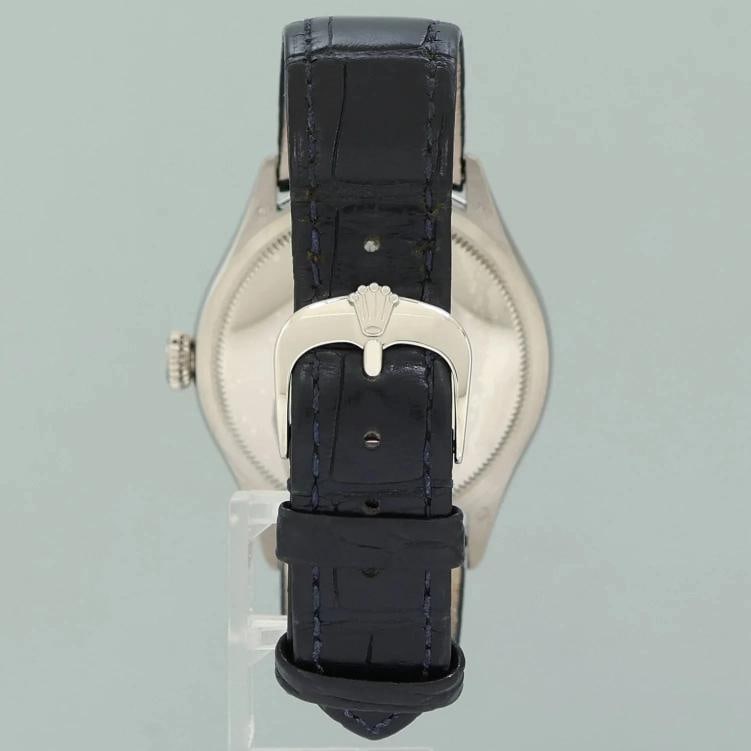 MINT Rolex Cellini Date Blue Dial White Gold 39mm Leather Automatic 50519 Watch - 4