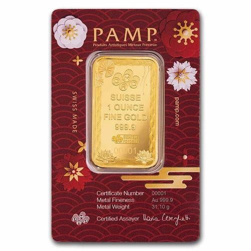 2025 1 oz Gold Bar - PAMP Good Luck Koi Fish (Assay) - 2