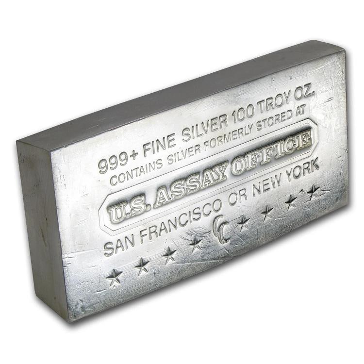 100 oz Silver Bar - U.S. Assay Office (Struck): Brand: US Assay Office,MPN: 81370,Year: N/A,Fineness: 0.999,Denomination: N/A,Circulated/Uncirculated: None,Certification: Uncertified,Country of Origin: United States