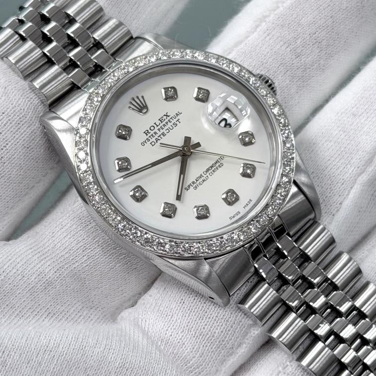 Rolex Datejust 16234 36mm White Diamond Dial Diamond Bezel Steel Jubilee - 4