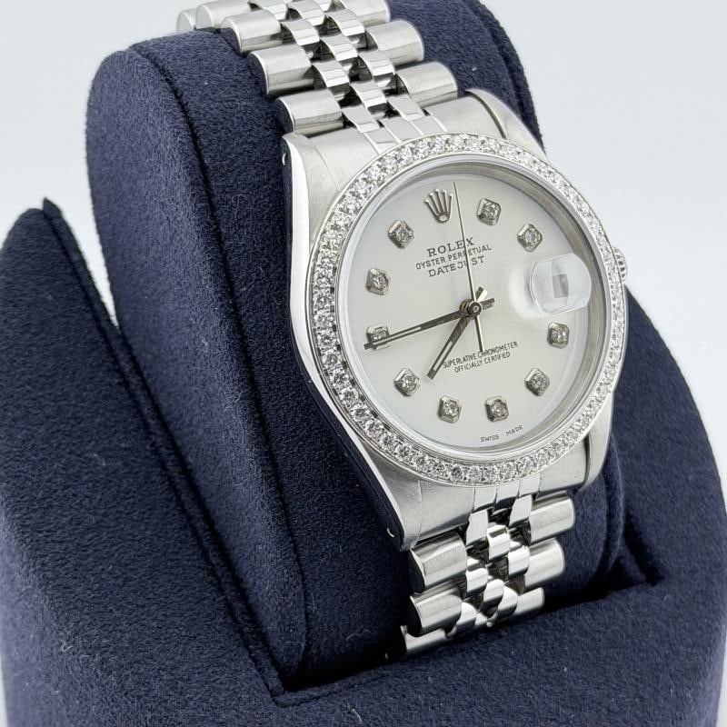 Rolex Datejust 16234 36mm White Diamond Dial Diamond Bezel Steel Jubilee - 6