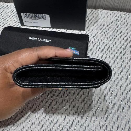 Saint Laurent Grain De Poudre MatelassÃƒÂ© Chevron Small Monogram Envelope Walle - 10