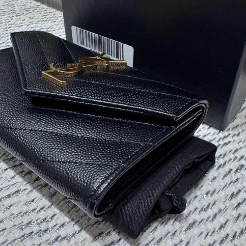 Saint Laurent Grain De Poudre MatelassÃƒÂ© Chevron Small Monogram Envelope Walle - 9