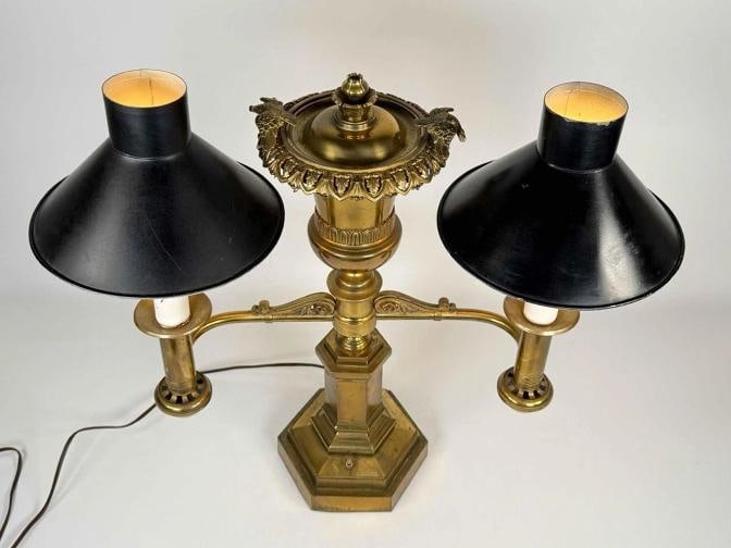 Antique 19thC Victorian J & I Cox New York Bronze Argand Oil Electrified Lamp - 10