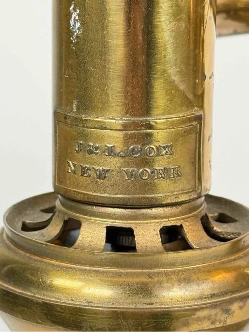 Antique 19thC Victorian J & I Cox New York Bronze Argand Oil Electrified Lamp - 13