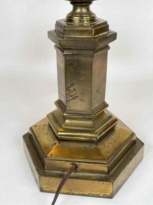 Antique 19thC Victorian J & I Cox New York Bronze Argand Oil Electrified Lamp - 14