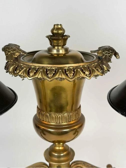 Antique 19thC Victorian J & I Cox New York Bronze Argand Oil Electrified Lamp - 18