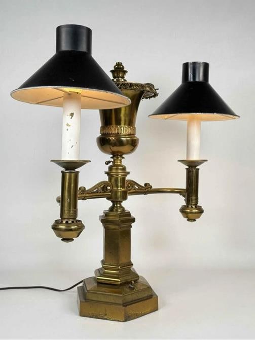 Antique 19thC Victorian J & I Cox New York Bronze Argand Oil Electrified Lamp - 4