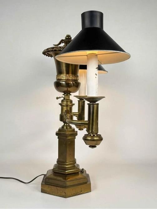 Antique 19thC Victorian J & I Cox New York Bronze Argand Oil Electrified Lamp - 5