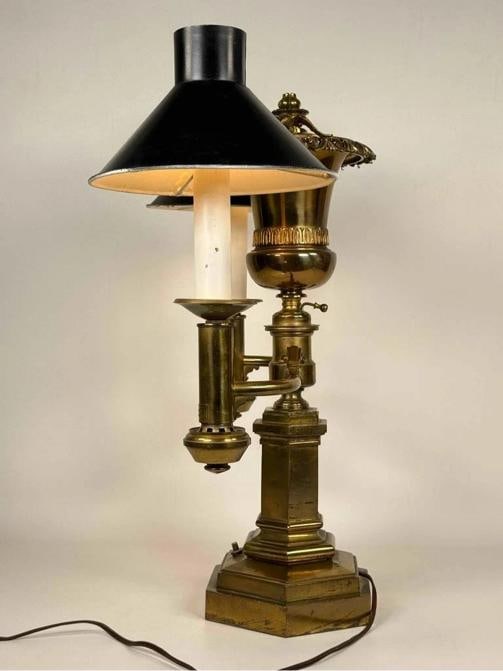 Antique 19thC Victorian J & I Cox New York Bronze Argand Oil Electrified Lamp - 6