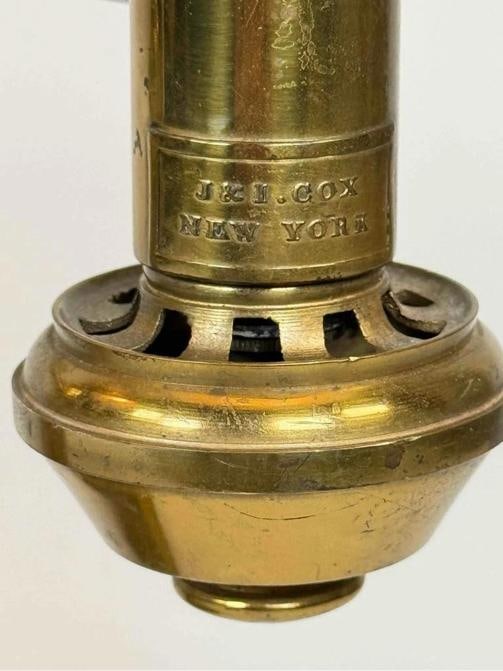 Antique 19thC Victorian J & I Cox New York Bronze Argand Oil Electrified Lamp - 7