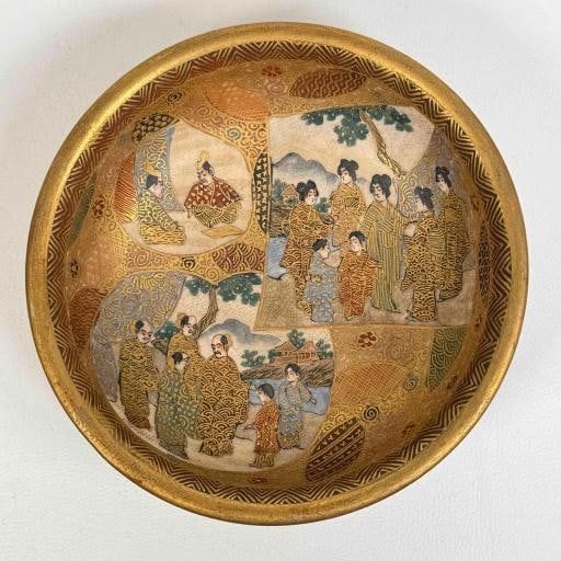 Antique 19thC Japanese Meiji Satsuma Gilt Painted 7pc Master Rice Bowl Dish Set - 11