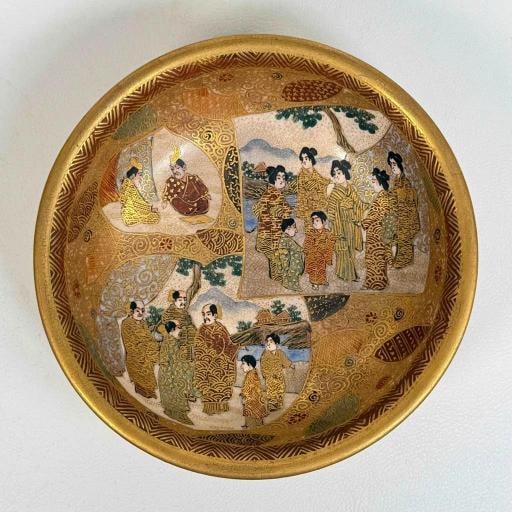 Antique 19thC Japanese Meiji Satsuma Gilt Painted 7pc Master Rice Bowl Dish Set - 15